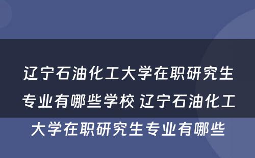 辽宁石油化工大学在职研究生专业有哪些学校 辽宁石油化工大学在职研究生专业有哪些