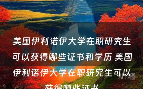 美国伊利诺伊大学在职研究生可以获得哪些证书和学历 美国伊利诺伊大学在职研究生可以获得哪些证书