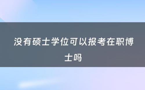  没有硕士学位可以报考在职博士吗