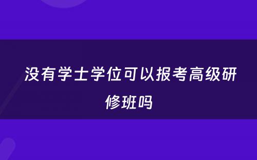  没有学士学位可以报考高级研修班吗