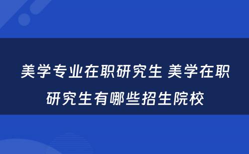 美学专业在职研究生 美学在职研究生有哪些招生院校