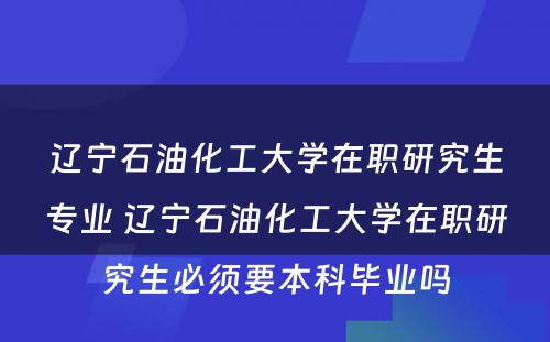 辽宁石油化工大学在职研究生专业 辽宁石油化工大学在职研究生必须要本科毕业吗