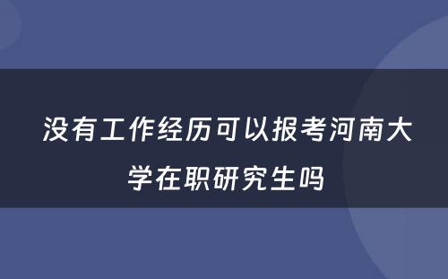  没有工作经历可以报考河南大学在职研究生吗