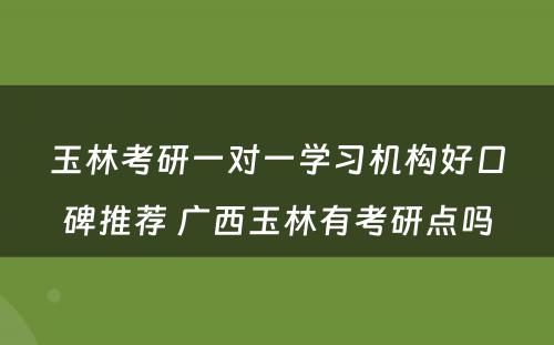 玉林考研一对一学习机构好口碑推荐 广西玉林有考研点吗