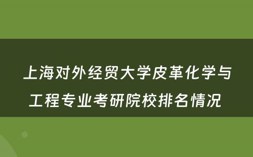 上海对外经贸大学皮革化学与工程专业考研院校排名情况 
