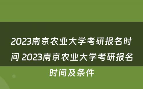 2023南京农业大学考研报名时间 2023南京农业大学考研报名时间及条件
