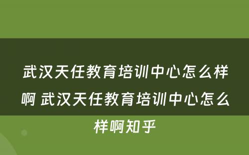 武汉天任教育培训中心怎么样啊 武汉天任教育培训中心怎么样啊知乎