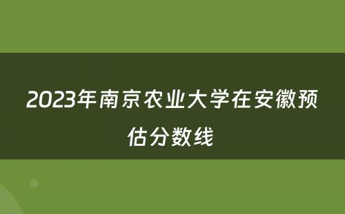 2023年南京农业大学在安徽预估分数线 