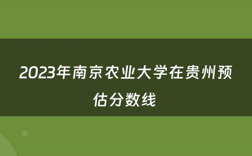 2023年南京农业大学在贵州预估分数线 