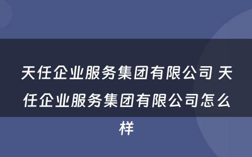 天任企业服务集团有限公司 天任企业服务集团有限公司怎么样