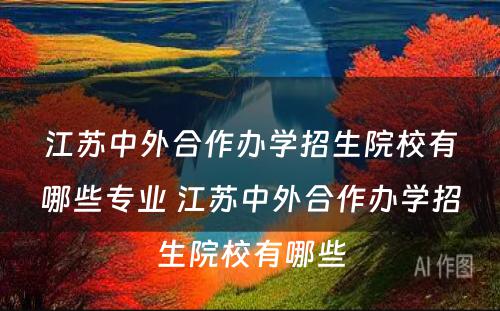 江苏中外合作办学招生院校有哪些专业 江苏中外合作办学招生院校有哪些