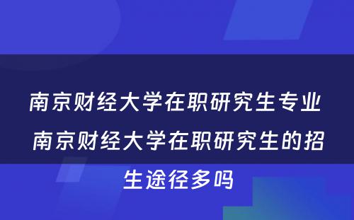 南京财经大学在职研究生专业 南京财经大学在职研究生的招生途径多吗