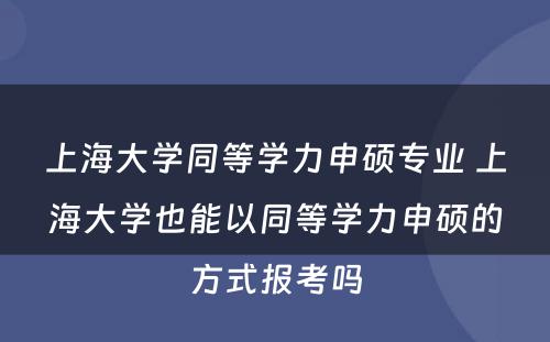 上海大学同等学力申硕专业 上海大学也能以同等学力申硕的方式报考吗