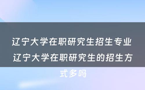 辽宁大学在职研究生招生专业 辽宁大学在职研究生的招生方式多吗