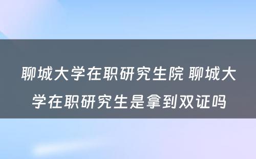 聊城大学在职研究生院 聊城大学在职研究生是拿到双证吗