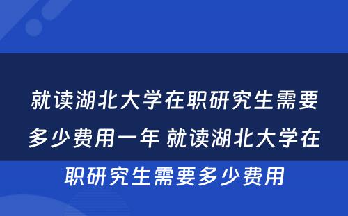 就读湖北大学在职研究生需要多少费用一年 就读湖北大学在职研究生需要多少费用