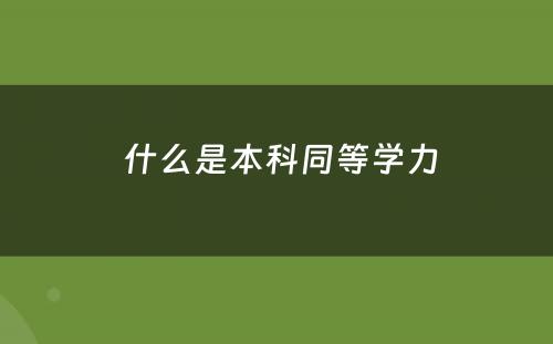  什么是本科同等学力