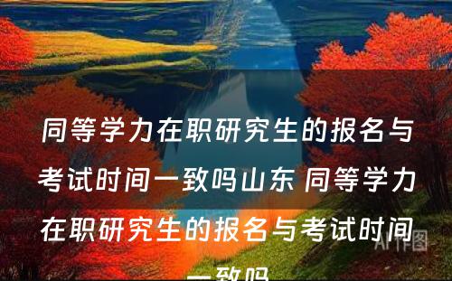 同等学力在职研究生的报名与考试时间一致吗山东 同等学力在职研究生的报名与考试时间一致吗