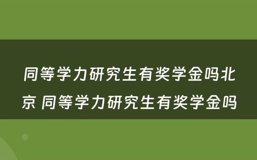 同等学力研究生有奖学金吗北京 同等学力研究生有奖学金吗