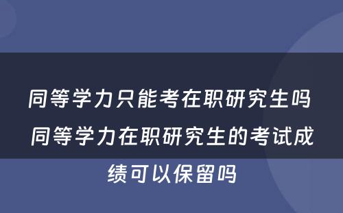 同等学力只能考在职研究生吗 同等学力在职研究生的考试成绩可以保留吗