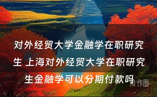 对外经贸大学金融学在职研究生 上海对外经贸大学在职研究生金融学可以分期付款吗