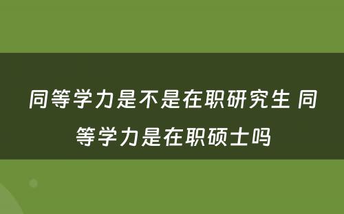 同等学力是不是在职研究生 同等学力是在职硕士吗