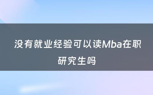  没有就业经验可以读Mba在职研究生吗