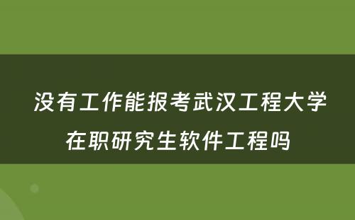  没有工作能报考武汉工程大学在职研究生软件工程吗