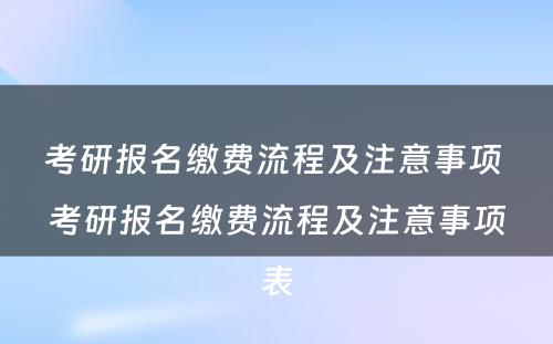 考研报名缴费流程及注意事项 考研报名缴费流程及注意事项表