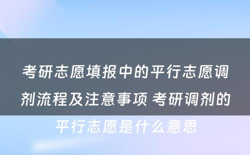 考研志愿填报中的平行志愿调剂流程及注意事项 考研调剂的平行志愿是什么意思