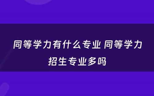 同等学力有什么专业 同等学力招生专业多吗