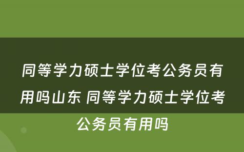 同等学力硕士学位考公务员有用吗山东 同等学力硕士学位考公务员有用吗