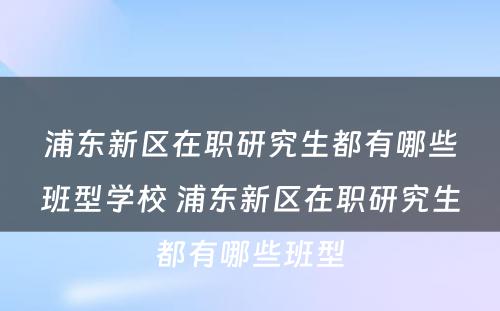 浦东新区在职研究生都有哪些班型学校 浦东新区在职研究生都有哪些班型