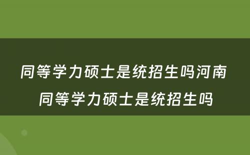 同等学力硕士是统招生吗河南 同等学力硕士是统招生吗