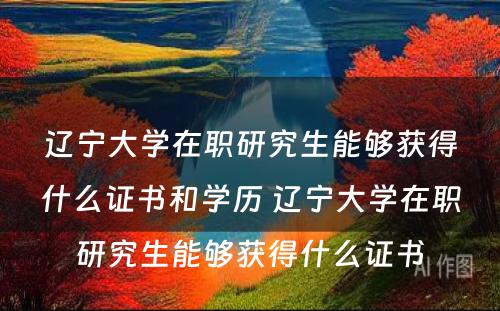 辽宁大学在职研究生能够获得什么证书和学历 辽宁大学在职研究生能够获得什么证书