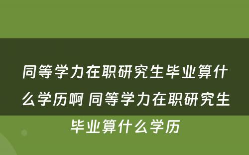 同等学力在职研究生毕业算什么学历啊 同等学力在职研究生毕业算什么学历