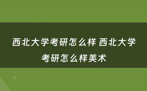 西北大学考研怎么样 西北大学考研怎么样美术