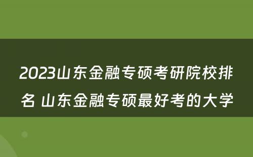 2023山东金融专硕考研院校排名 山东金融专硕最好考的大学