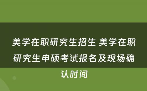 美学在职研究生招生 美学在职研究生申硕考试报名及现场确认时间