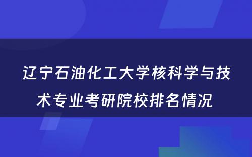 辽宁石油化工大学核科学与技术专业考研院校排名情况 