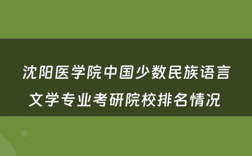 沈阳医学院中国少数民族语言文学专业考研院校排名情况 