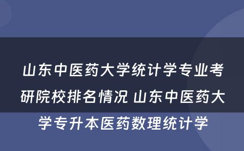 山东中医药大学统计学专业考研院校排名情况 山东中医药大学专升本医药数理统计学