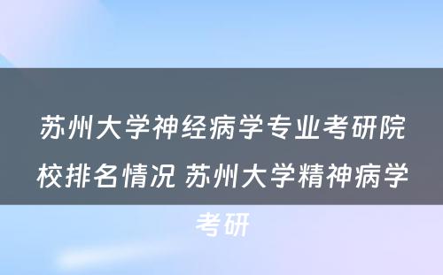 苏州大学神经病学专业考研院校排名情况 苏州大学精神病学考研