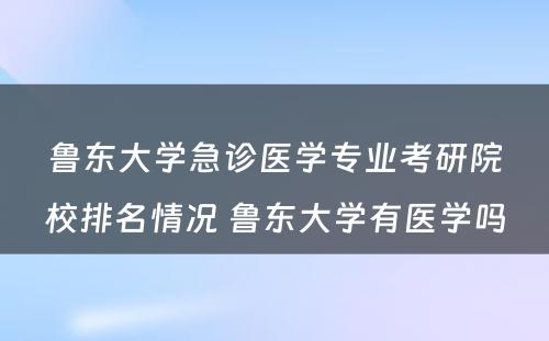 鲁东大学急诊医学专业考研院校排名情况 鲁东大学有医学吗