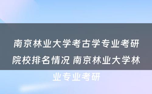 南京林业大学考古学专业考研院校排名情况 南京林业大学林业专业考研