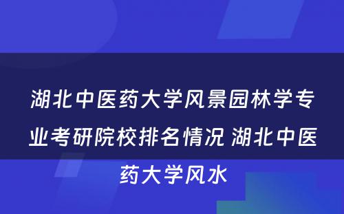 湖北中医药大学风景园林学专业考研院校排名情况 湖北中医药大学风水