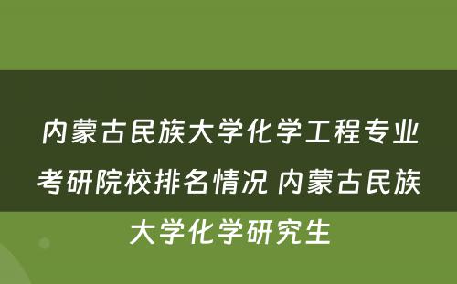 内蒙古民族大学化学工程专业考研院校排名情况 内蒙古民族大学化学研究生
