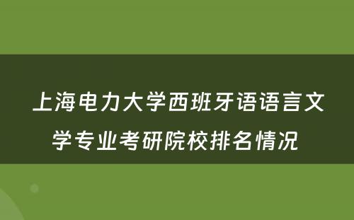 上海电力大学西班牙语语言文学专业考研院校排名情况 