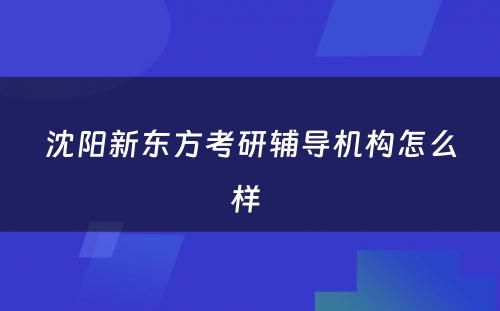 沈阳新东方考研辅导机构怎么样 