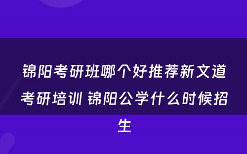 锦阳考研班哪个好推荐新文道考研培训 锦阳公学什么时候招生